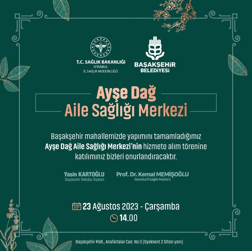 Ayşe Dağ Aile Sağlığı Merkezi hizmete açılıyor.