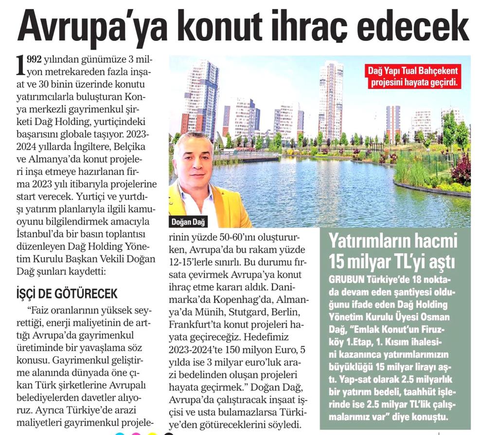 Avrupa'ya Konut İhraç Edecek